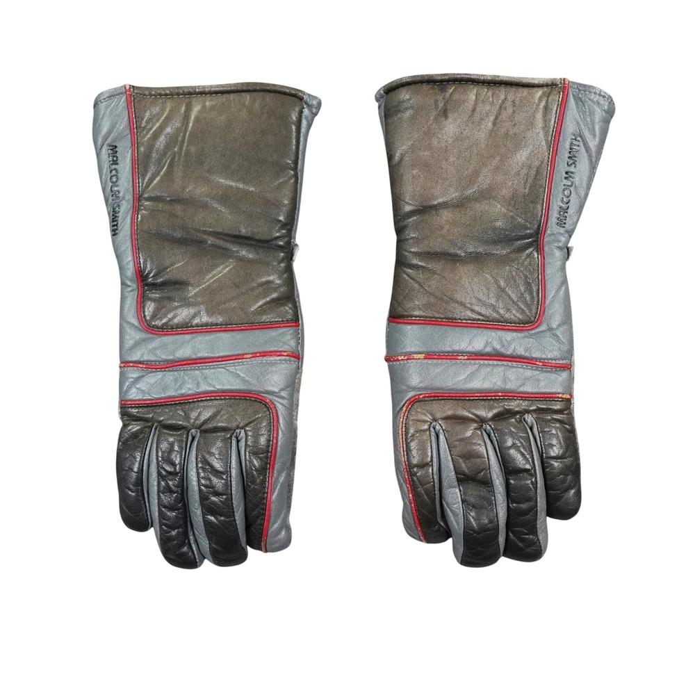 Malcolm Smith Leather Motorcycle Gloves Mens Grey VTG Racing Gorpcore Workwearβ
